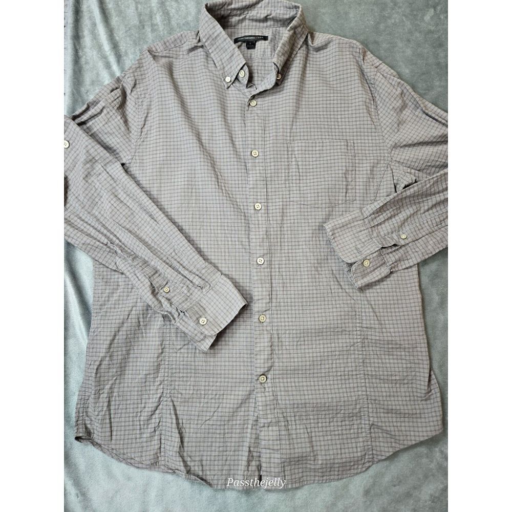 John Varvatos‎ Shirt Mens Large Window Check Star USA Comfort Cotton Dress